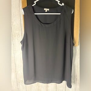 Talbots Women’s XL Black Career Sheer Blouse Sleeveless Top